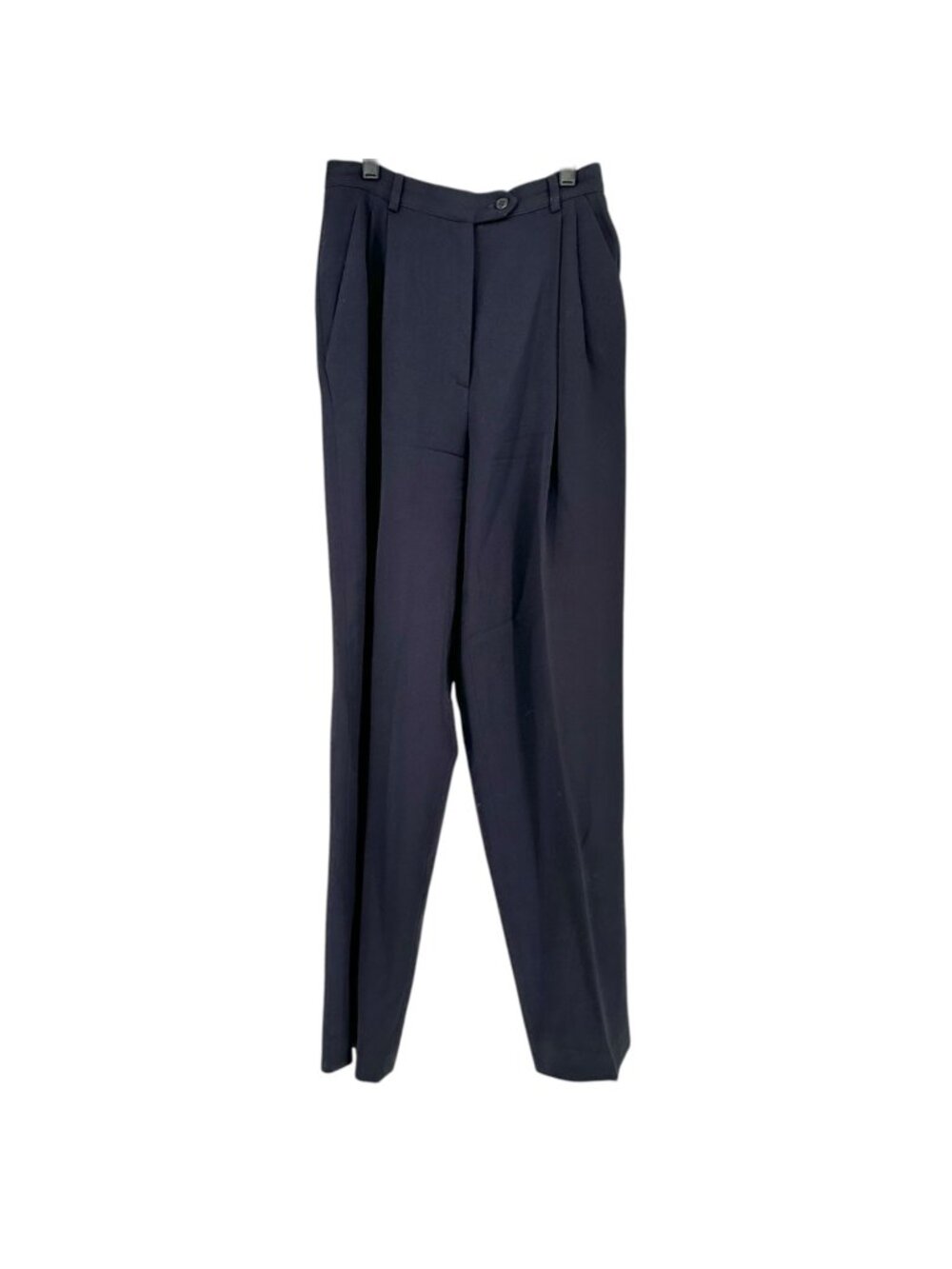 Burberrys Dress Pants Womens Size 4 Navy Blue Wool Pleated Made In USA Classic
